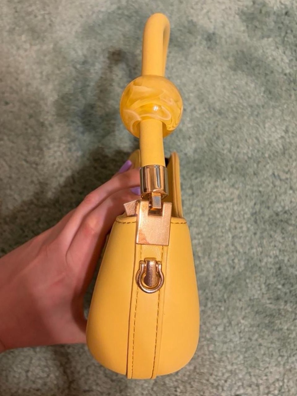 Melie Bianco Mustard Yellow Sculpted Top-Handle Mini Bag - Picture 4 of 8